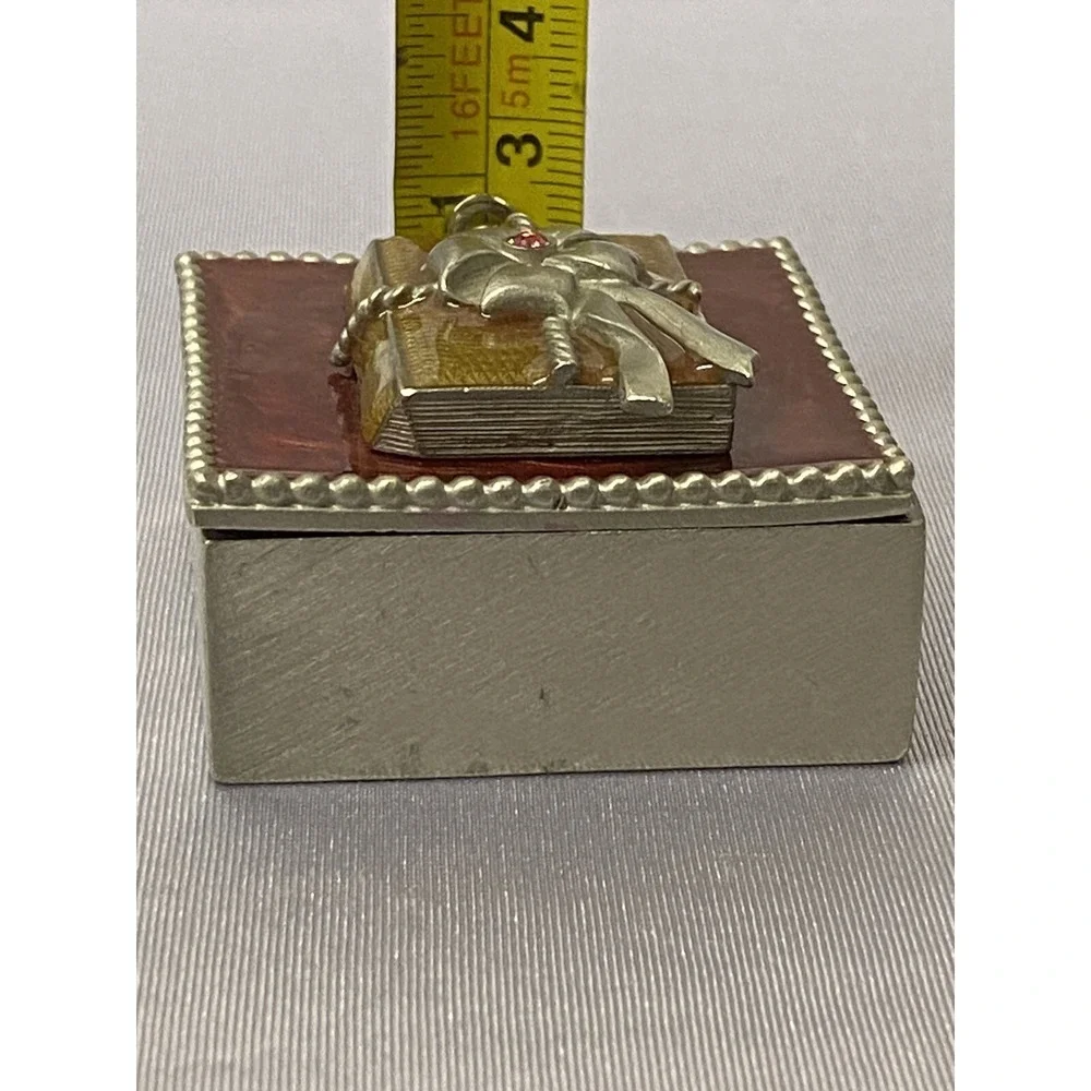 Cloisonné Enamel Little Trinket Book Box W/ Pink Crystal Mark W/ SDG 2